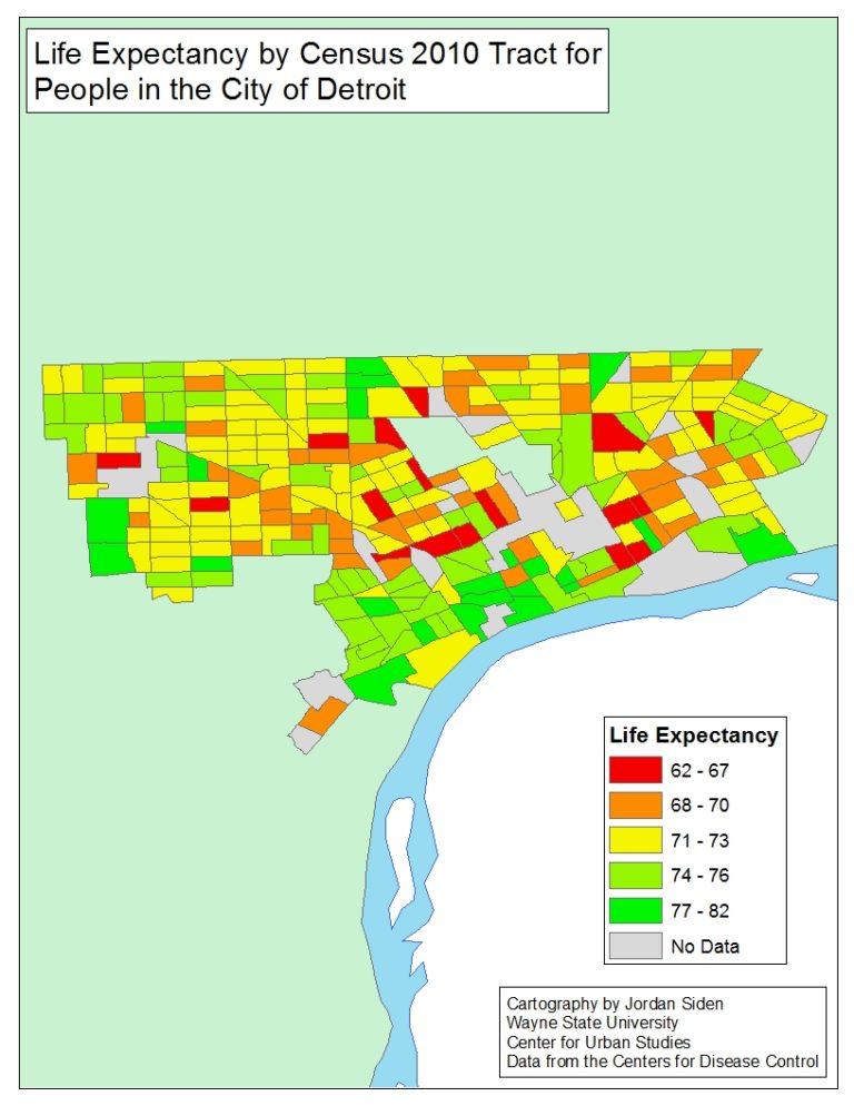 Average Life Expectancy in Southeastern Michigan Varies Greatly