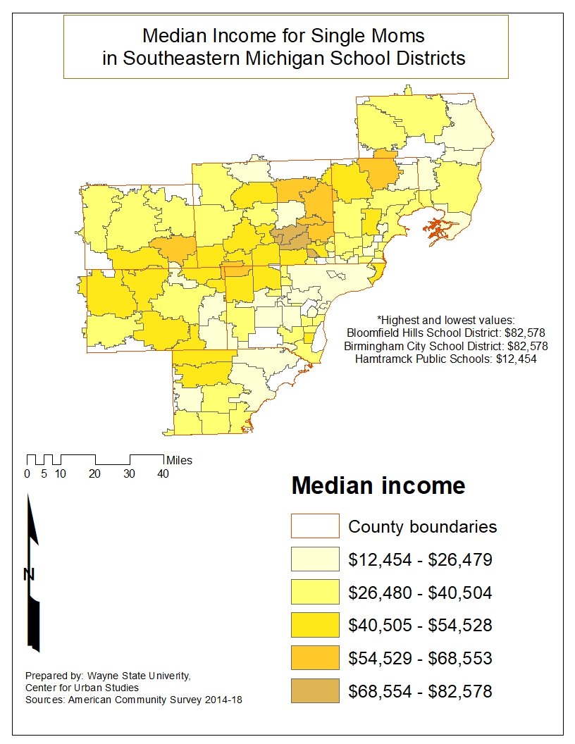 Median for Single Mothers Below Poverty Line in 29 Southeastern